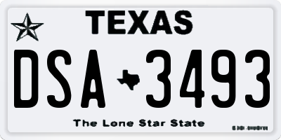 TX license plate DSA3493