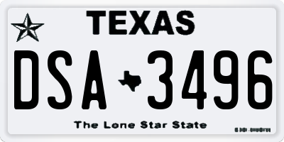 TX license plate DSA3496