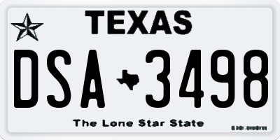 TX license plate DSA3498