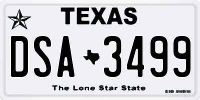 TX license plate DSA3499