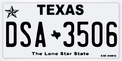 TX license plate DSA3506