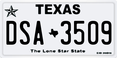 TX license plate DSA3509