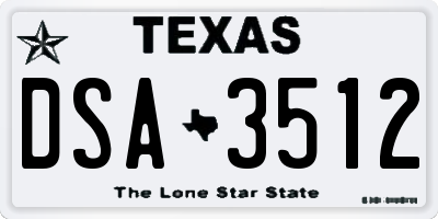 TX license plate DSA3512