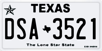 TX license plate DSA3521