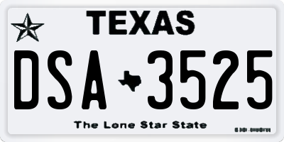 TX license plate DSA3525