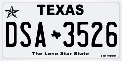 TX license plate DSA3526