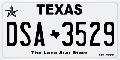TX license plate DSA3529