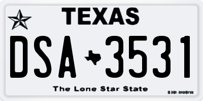 TX license plate DSA3531