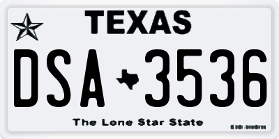 TX license plate DSA3536