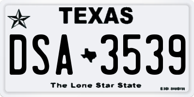 TX license plate DSA3539