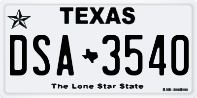TX license plate DSA3540