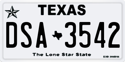 TX license plate DSA3542