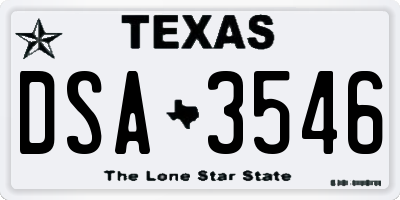 TX license plate DSA3546
