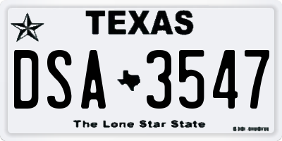 TX license plate DSA3547