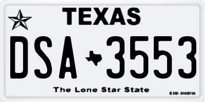 TX license plate DSA3553