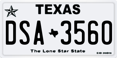 TX license plate DSA3560
