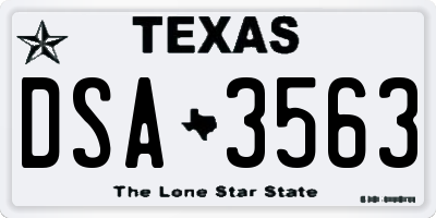 TX license plate DSA3563