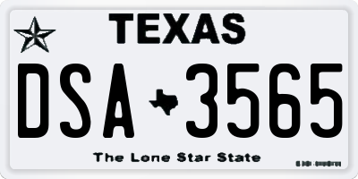 TX license plate DSA3565