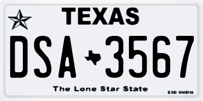 TX license plate DSA3567
