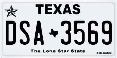TX license plate DSA3569