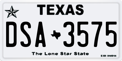 TX license plate DSA3575