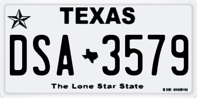 TX license plate DSA3579