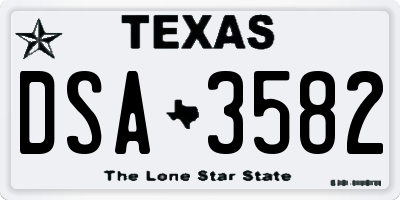 TX license plate DSA3582