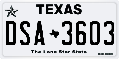 TX license plate DSA3603