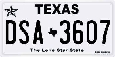 TX license plate DSA3607