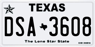 TX license plate DSA3608
