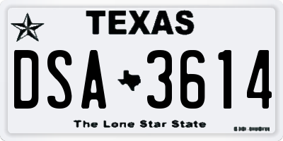 TX license plate DSA3614