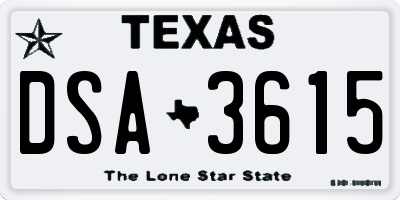 TX license plate DSA3615