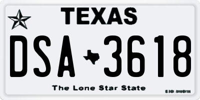 TX license plate DSA3618