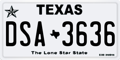 TX license plate DSA3636