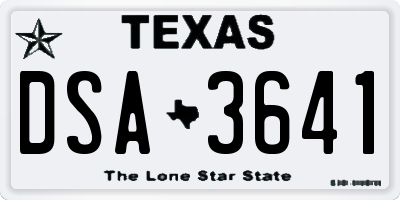 TX license plate DSA3641