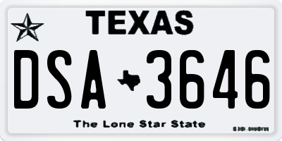 TX license plate DSA3646