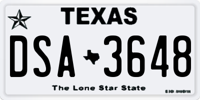 TX license plate DSA3648