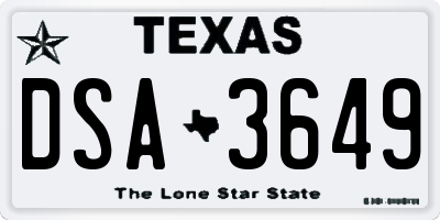 TX license plate DSA3649