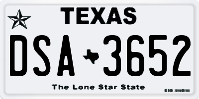 TX license plate DSA3652