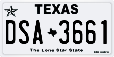 TX license plate DSA3661