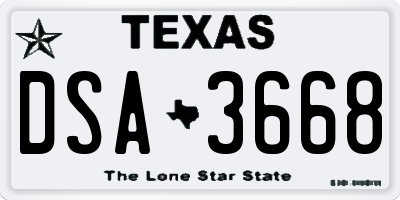 TX license plate DSA3668