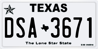 TX license plate DSA3671
