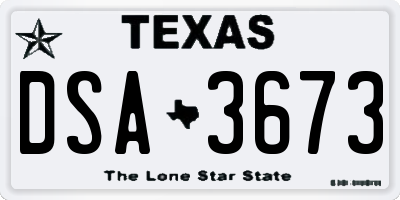 TX license plate DSA3673