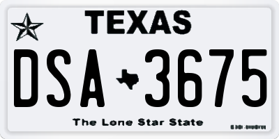 TX license plate DSA3675