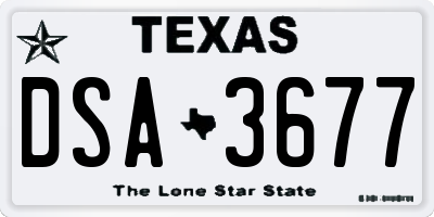 TX license plate DSA3677