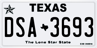 TX license plate DSA3693
