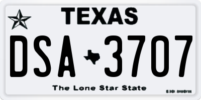TX license plate DSA3707