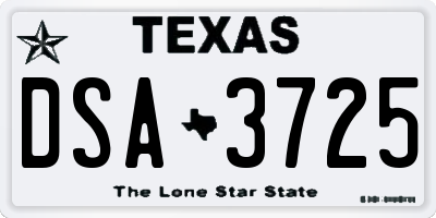 TX license plate DSA3725