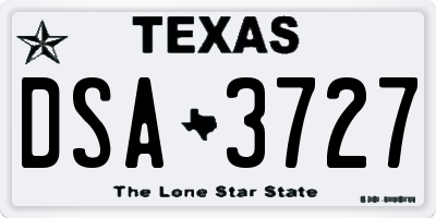 TX license plate DSA3727