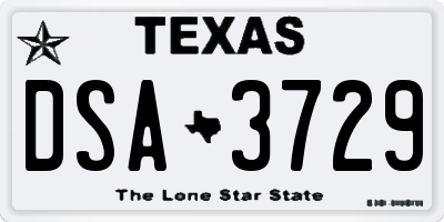 TX license plate DSA3729